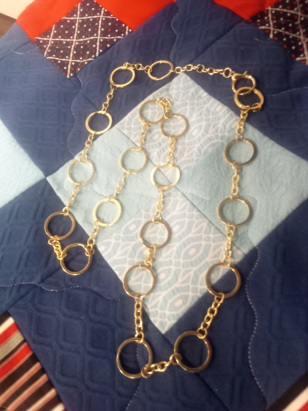 Unk Multicolor Zebra Print Belt with Gold Chain Accent
